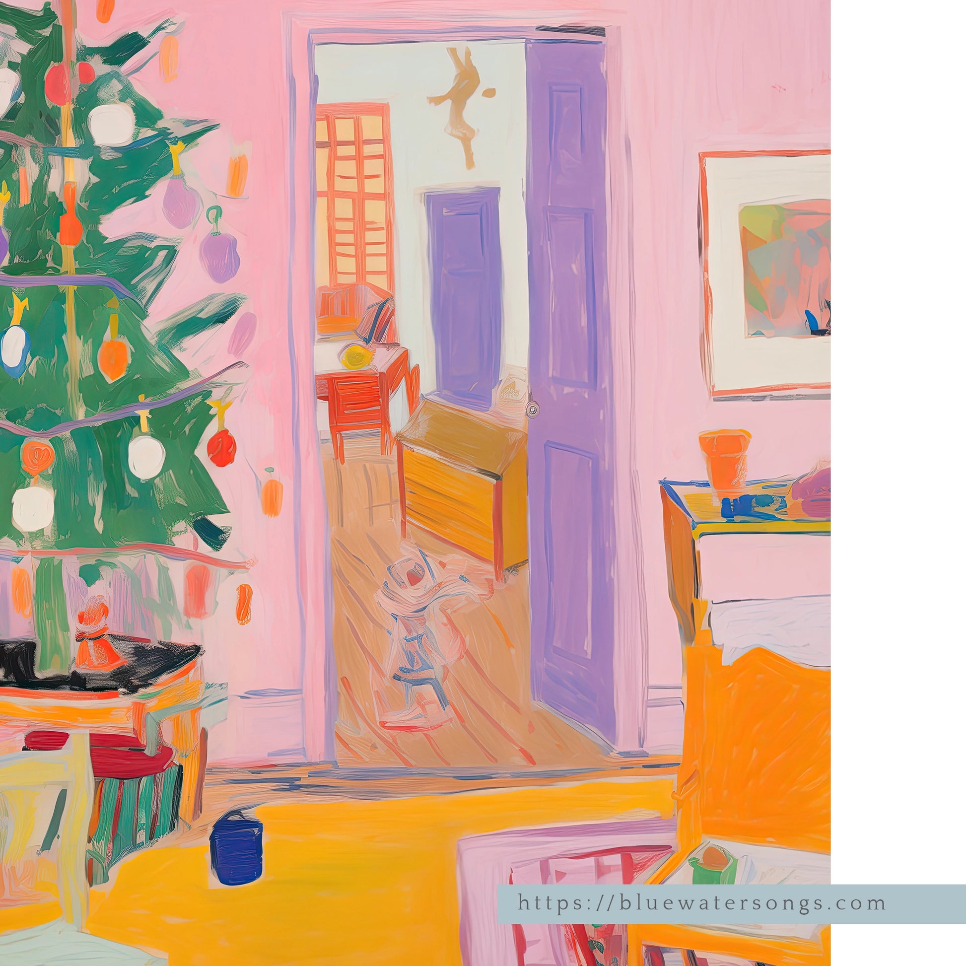 close up of Pink Christmas Art - DIGITAL DOWNLOAD from Blue Water Songs