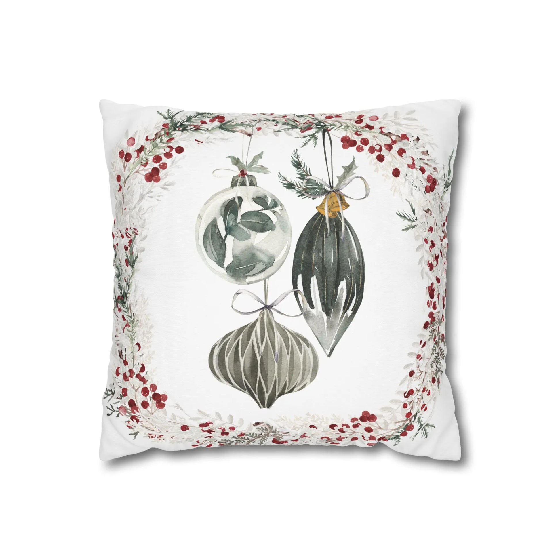 watercolor ornaments christmas pillow - square throw pillow
