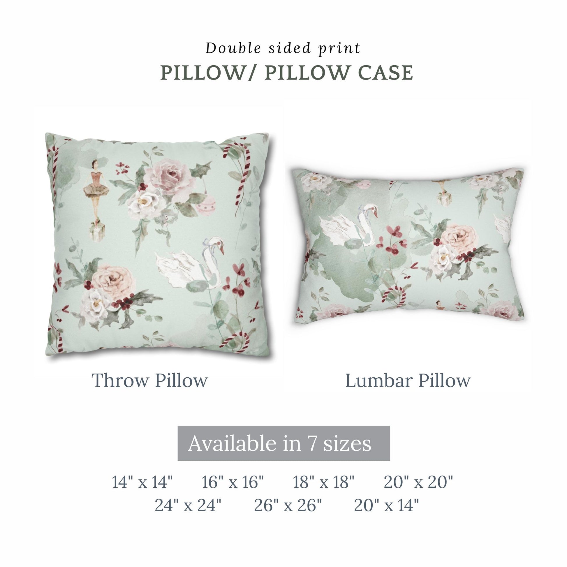 sizes of throw pillow and lumbar pillow from Blue Water Songs