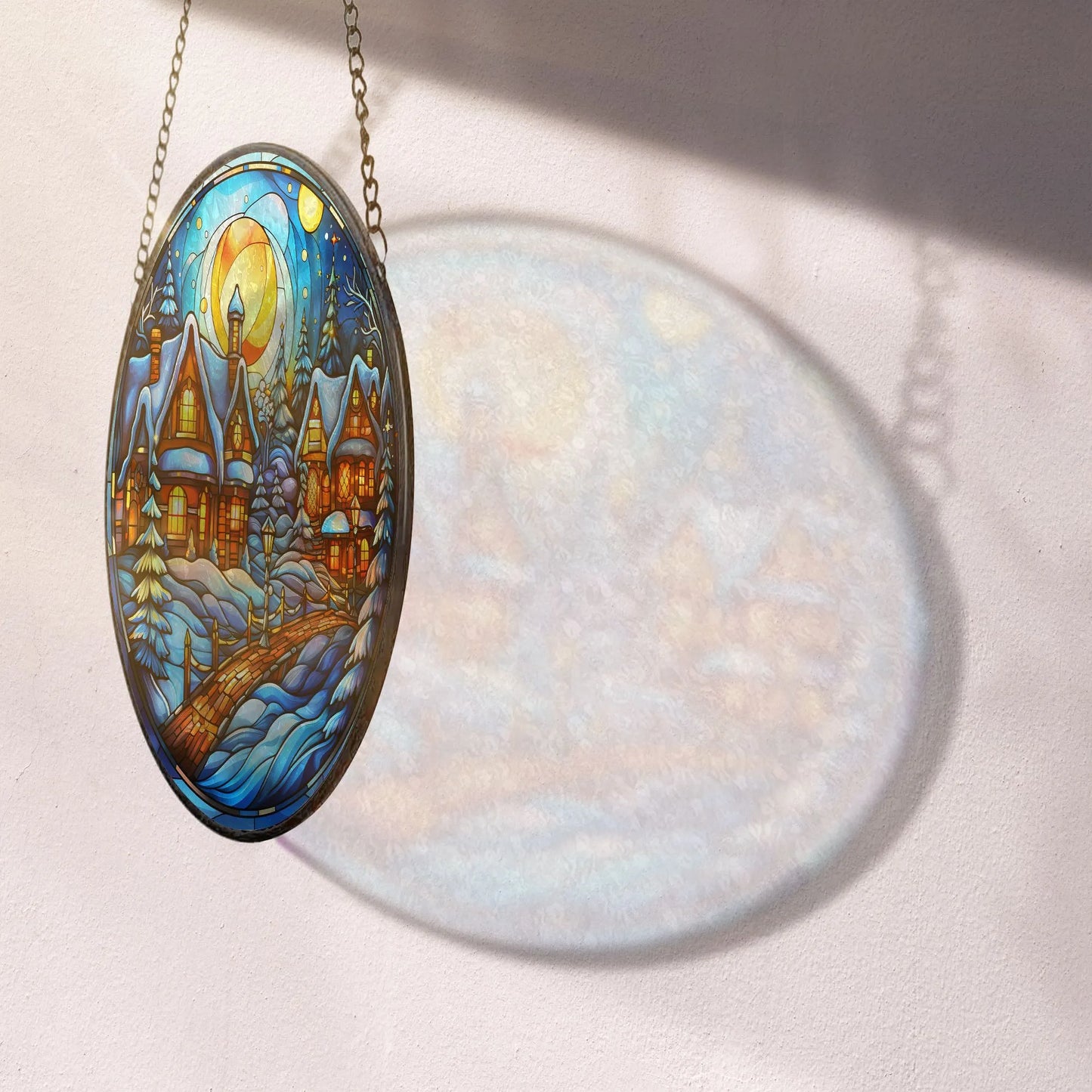 Colorful Suncatcher - blue village glass ornament from Blue Water Songs