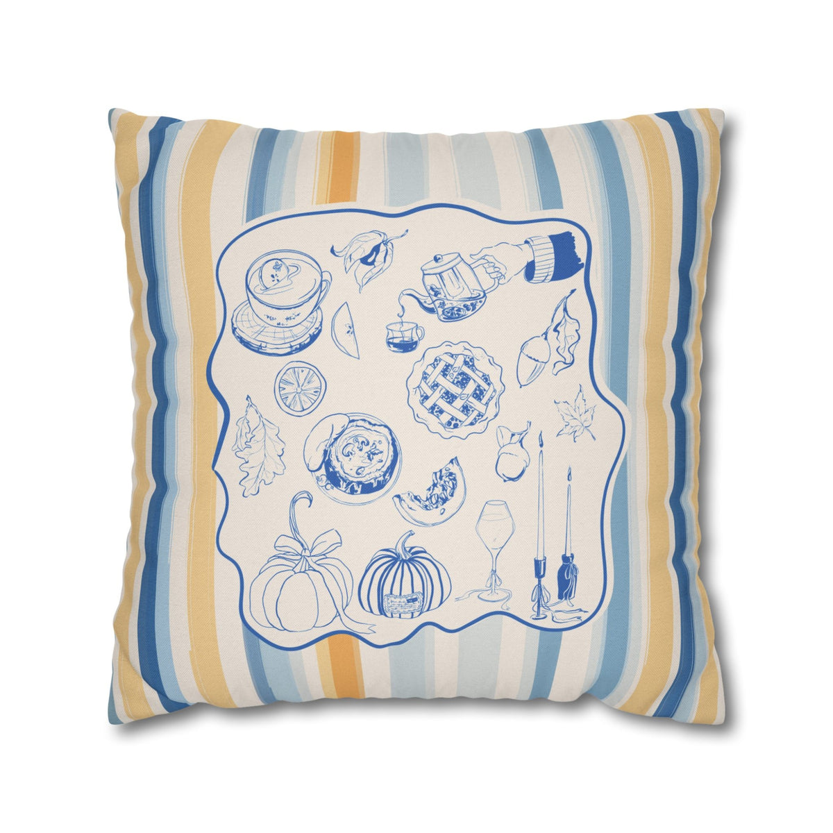 Blue Yellow Coastal Fall Pillow and Cover, Coastal Fall Decor