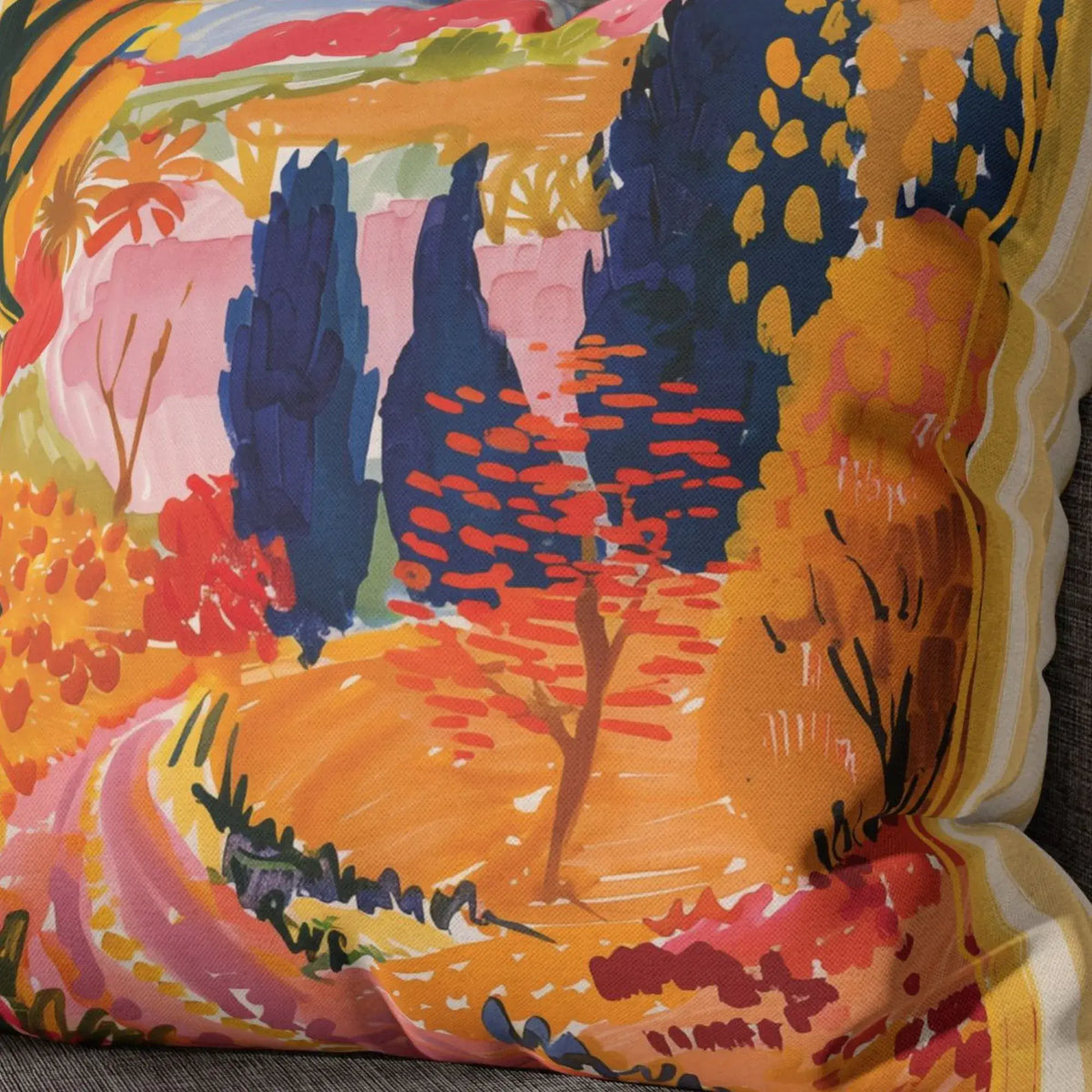 Colorful Autumn Road Pillow and Cover