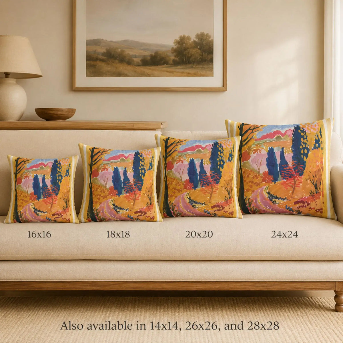 Colorful Autumn Road Pillow and Cover
