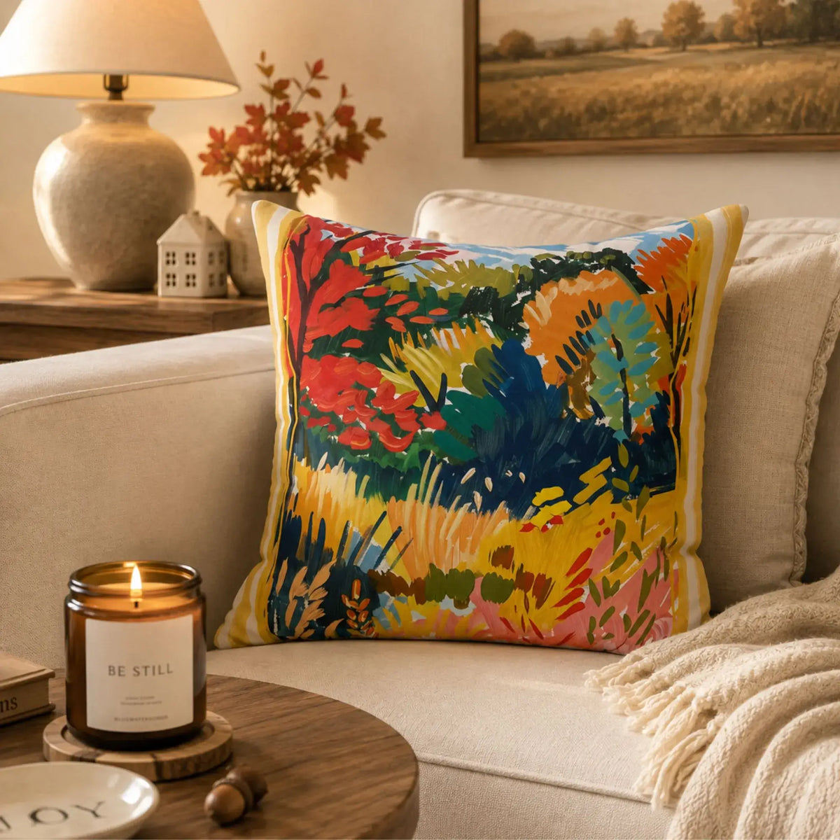 Colorful Fall Landscape Pillow