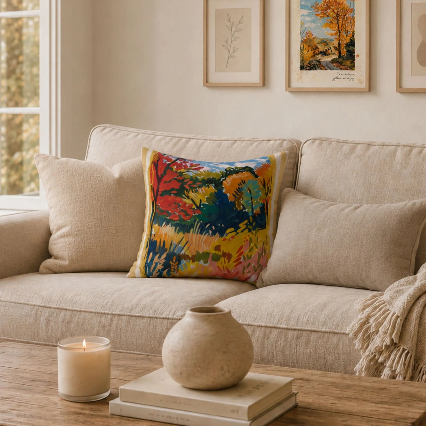 Colorful Fall Landscape Pillow