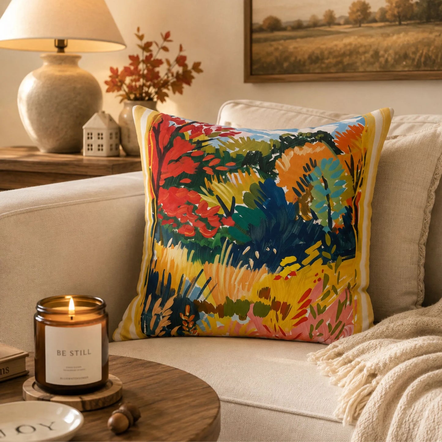 Colorful Fall Landscape Pillow