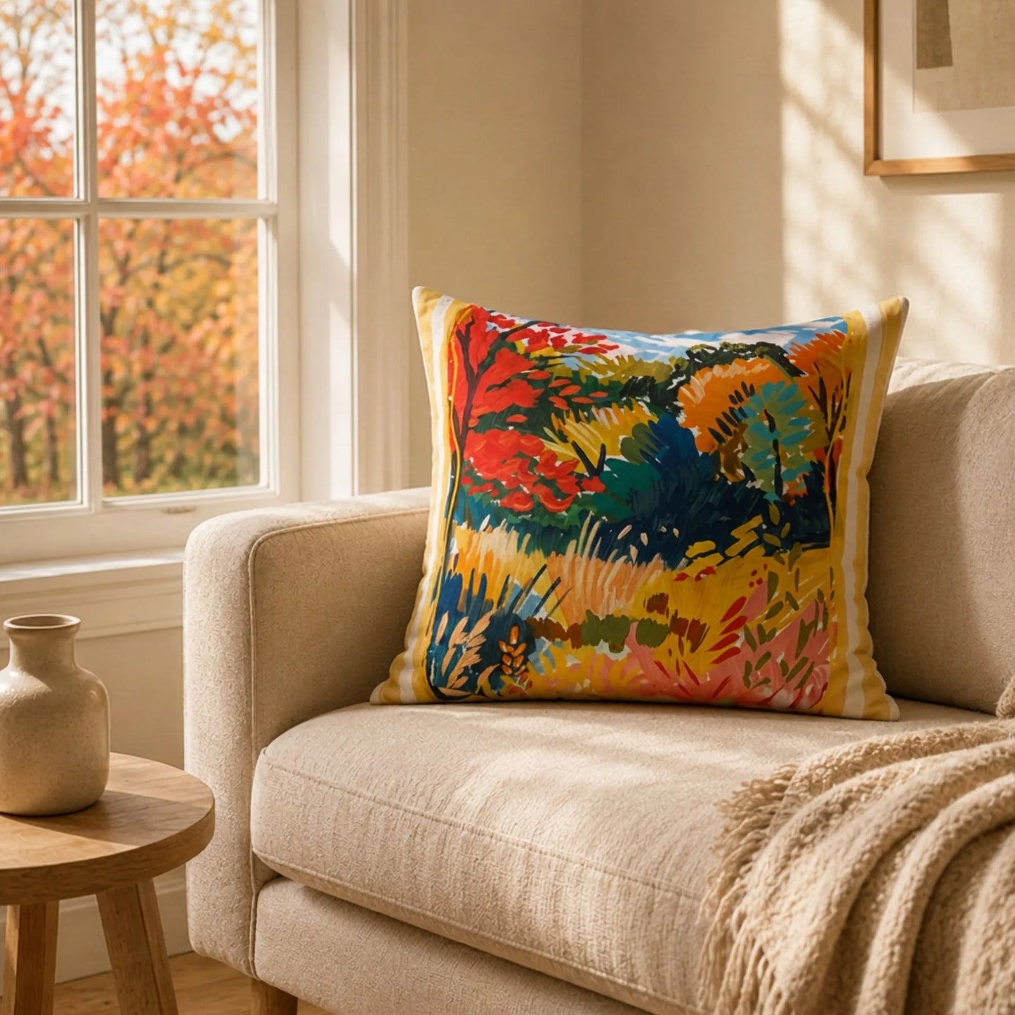 Colorful Fall Landscape Pillow
