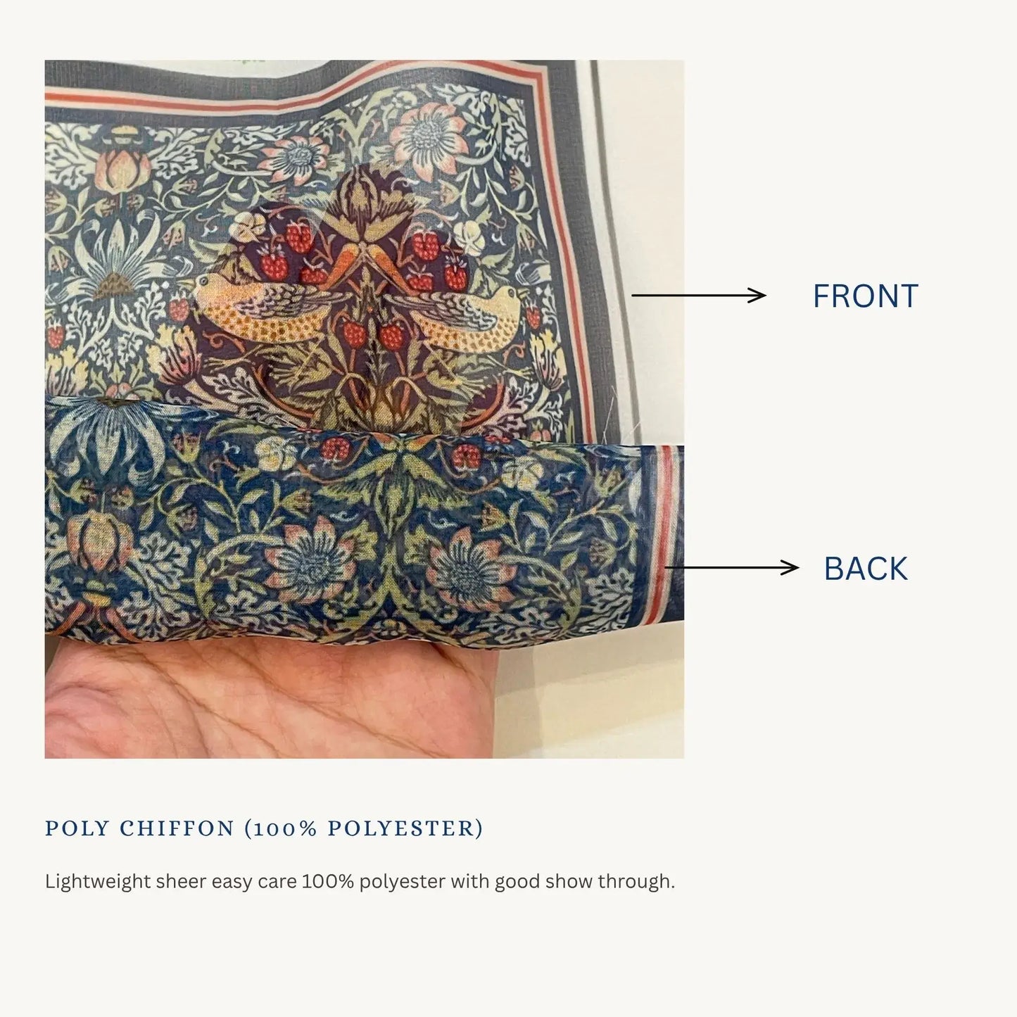 Custom Printed Silk Scarves showcasing the vibrant front and back design, made from lightweight polyester.