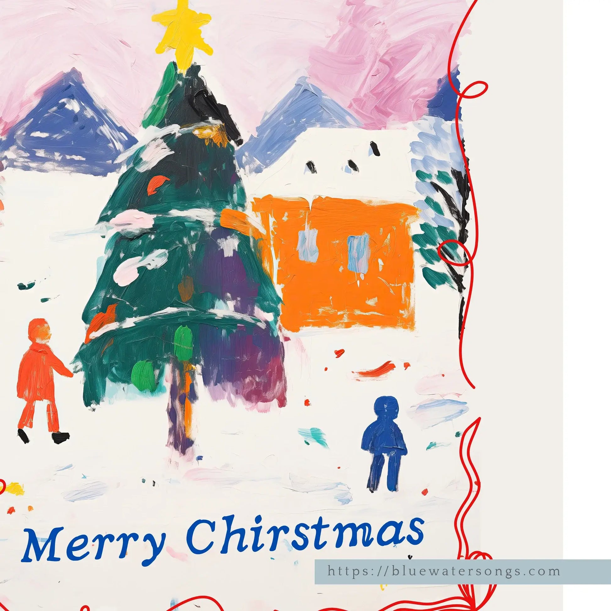 close up of Cute Merry Christmas in eclectic style- DIGITAL DOWNLOAD from Blue Water Songs
