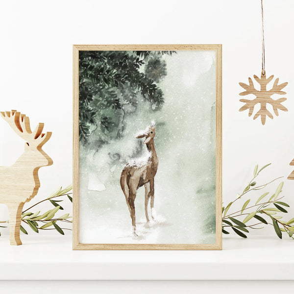 Tranquil Presence - Watercolor Deer in a Green Wonderland - DIGITAL DOWNLOAD