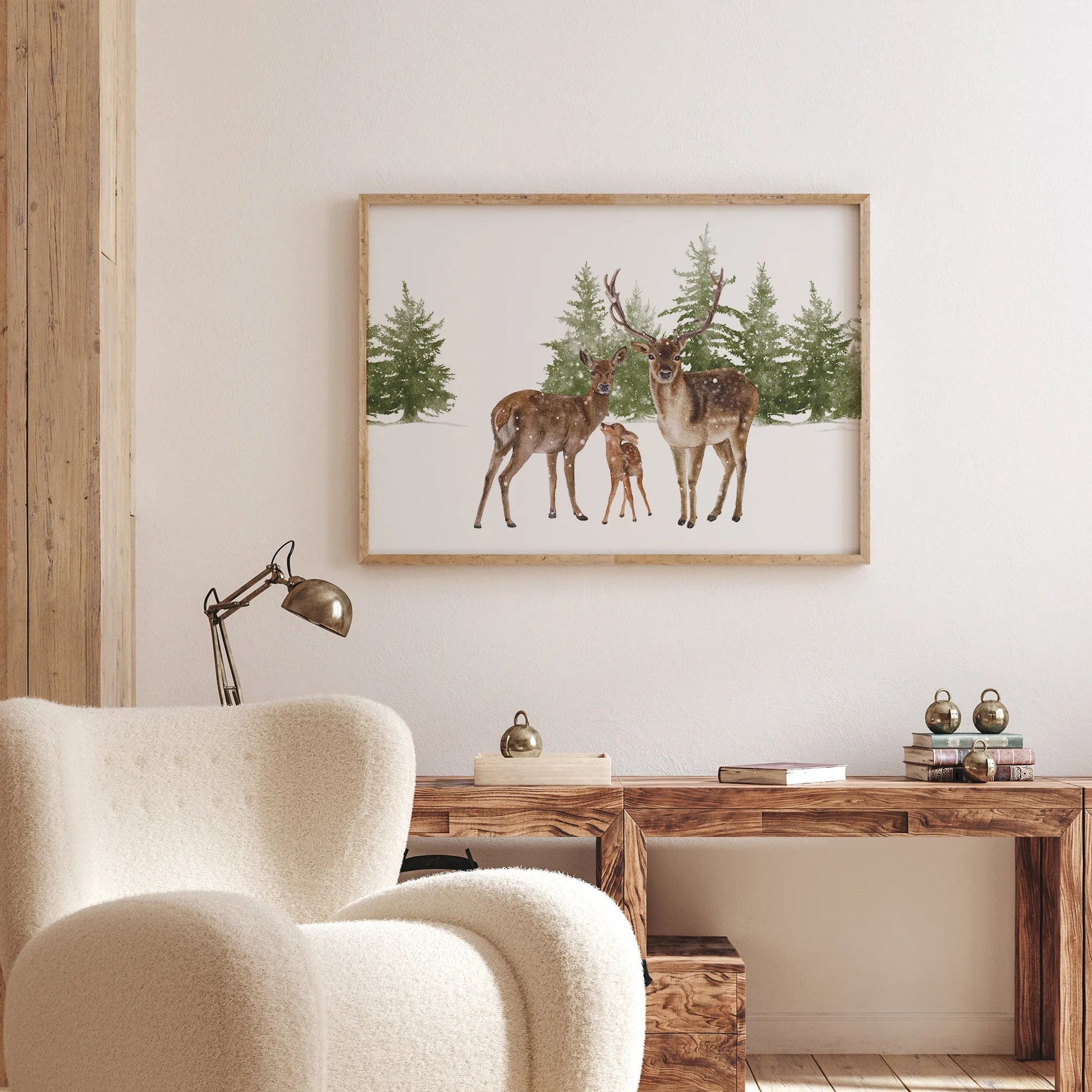 Watercolor Family Deer in a Winter Wonderland - DIGITAL DOWNLOAD | winter22_31