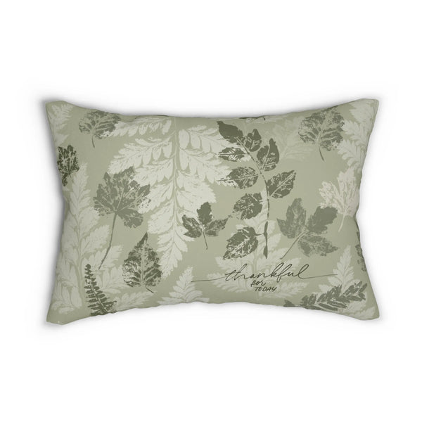 Autumn Leaves Green lumbar pillow from Blue Water Songs