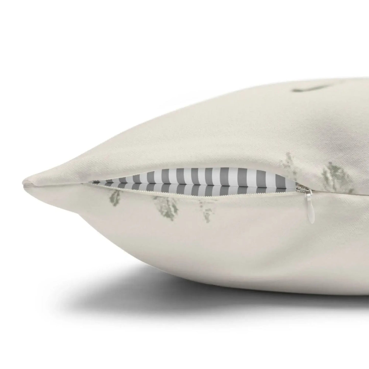 zipper side of Green Leaves PILLOW from Blue Water Songs 