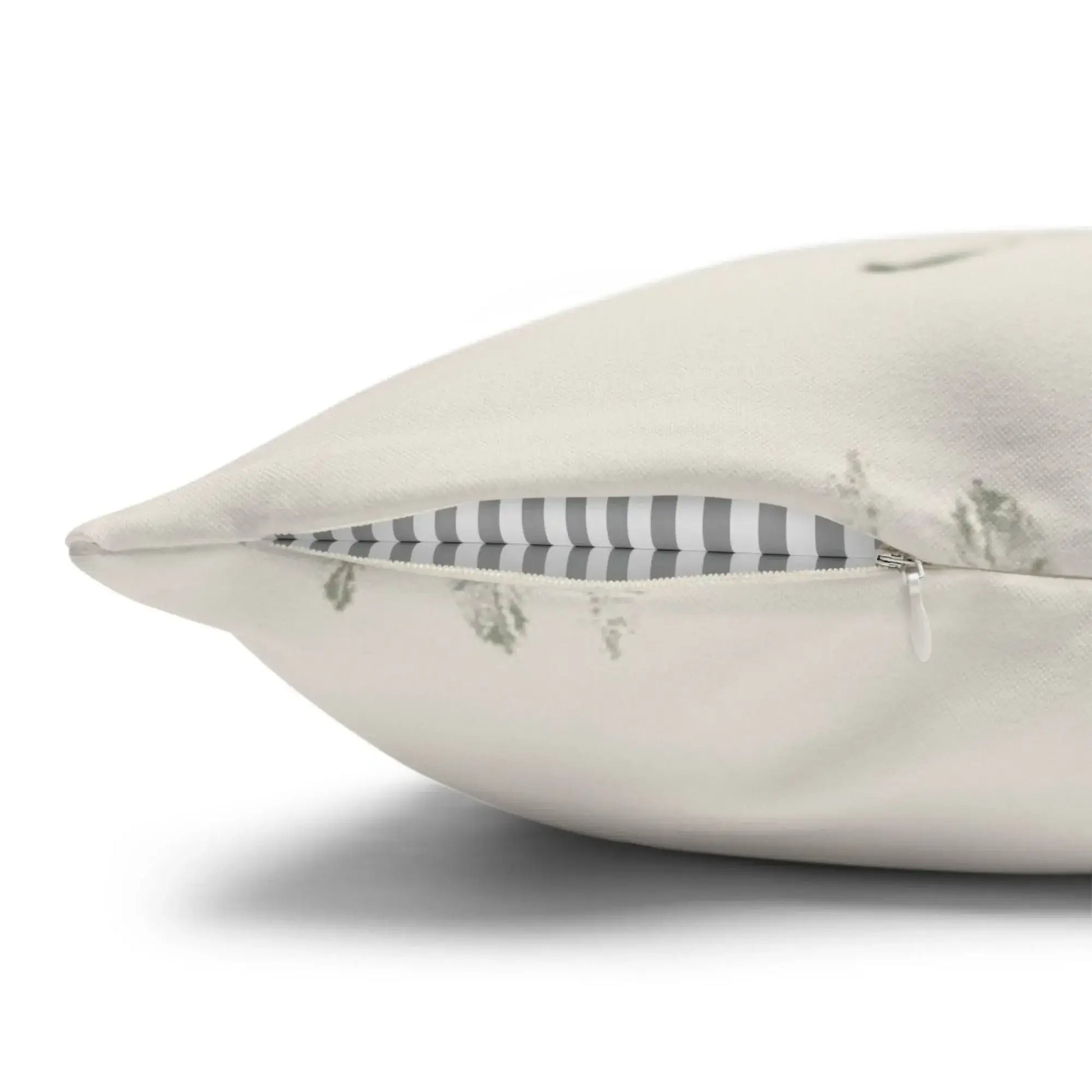 zipper side of Green Leaves PILLOW from Blue Water Songs 