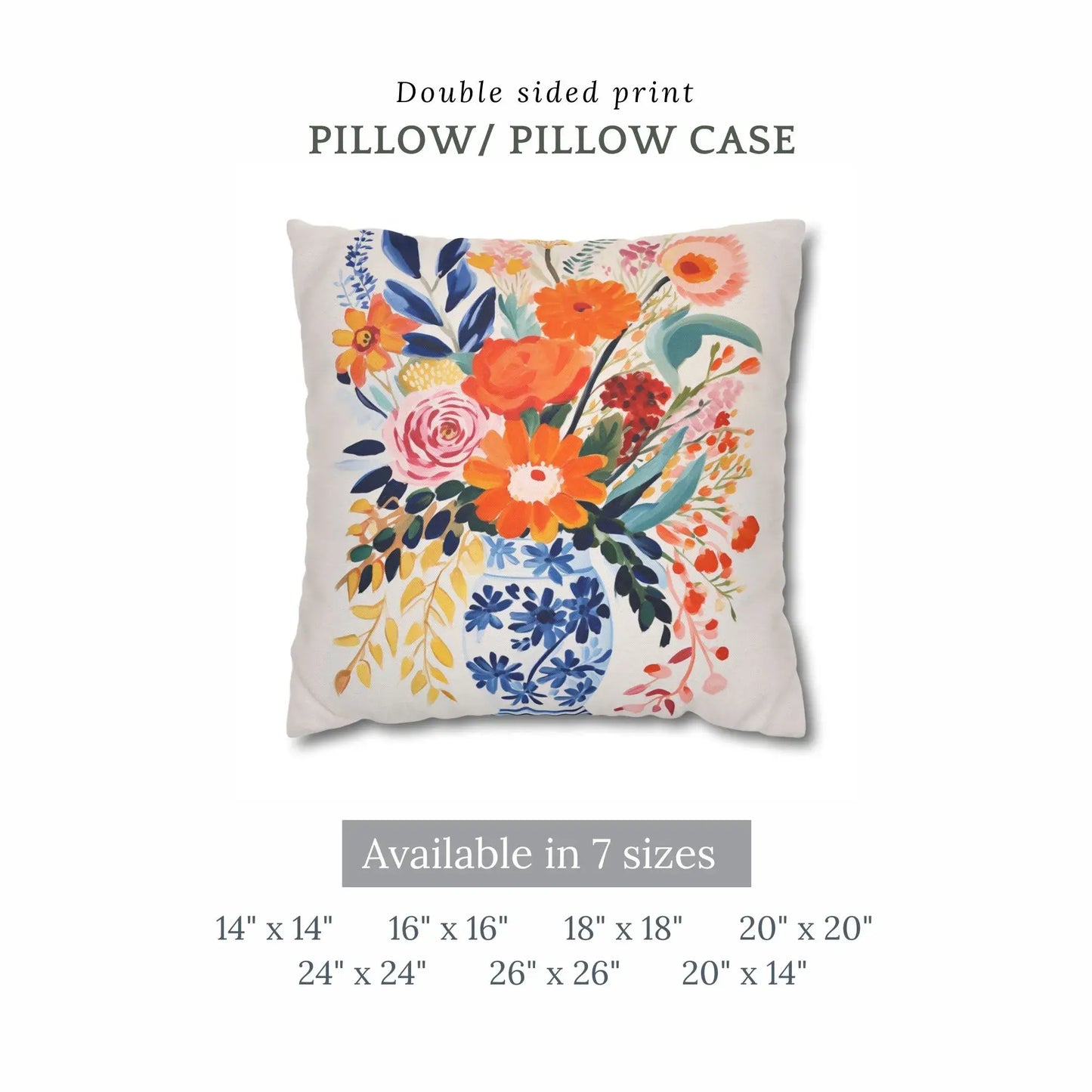 Fall floral pillow cover featuring autumn harvest blooms in vibrant colors, perfect for Thanksgiving decor.
