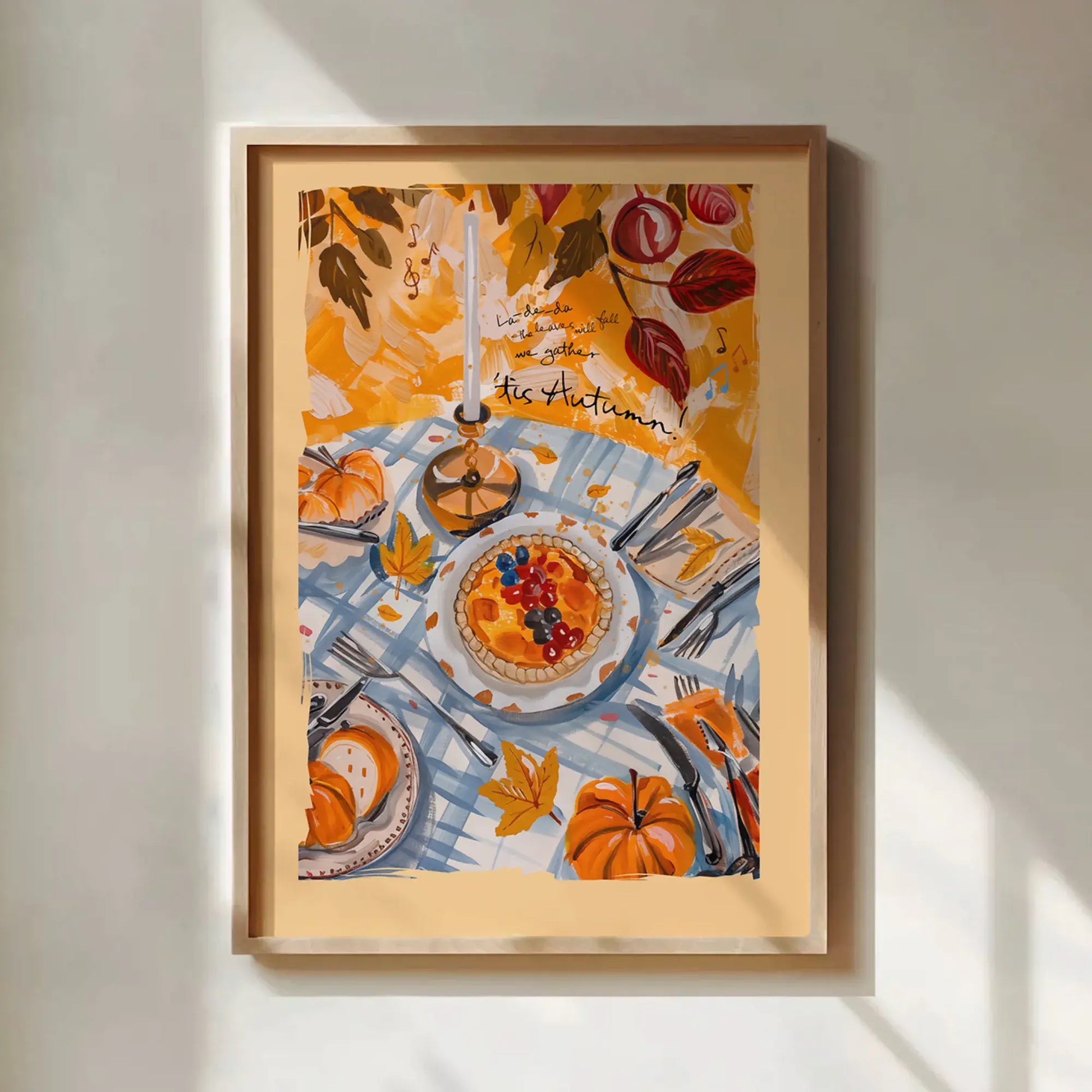 Fall wall art poster ’Tis Autumn with pumpkins and pie