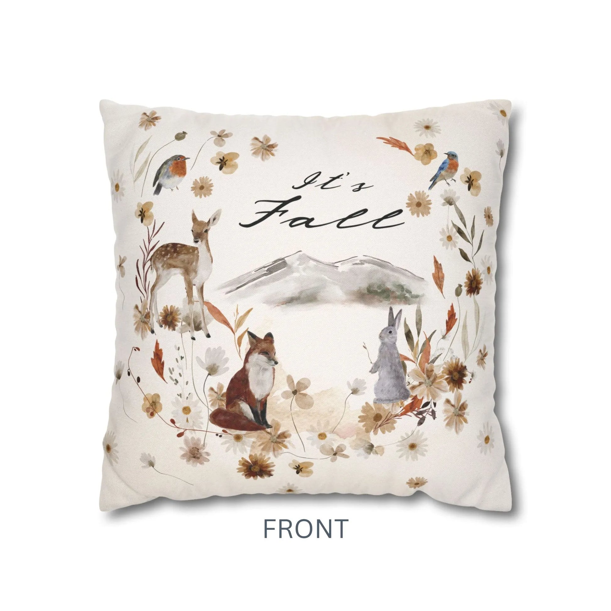 front side of Woodland "It's Fall" PILLOW from Blue Water Songs