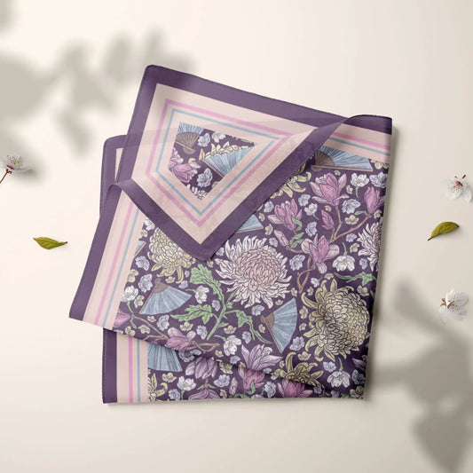 FOULARD En Soie Violet Magnolia