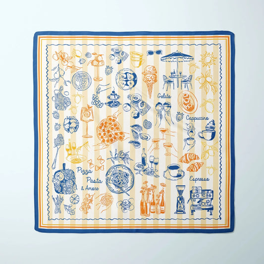 La Dolce Vita: A Taste of Italy Silk Scarf | Italian Food & Coffee Scarf