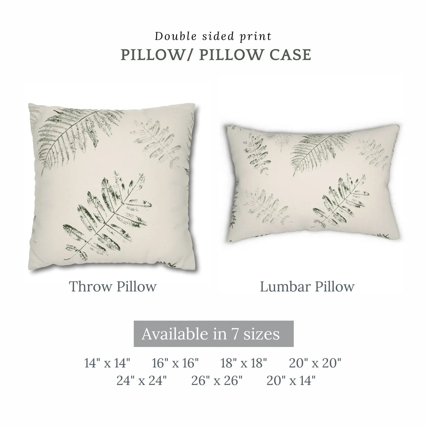pillow sizes description from Blue Water Songs