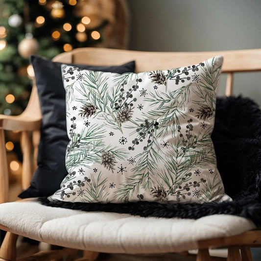 modern christmas decoration with Green Winter Pine PILLOW from Blue Water Songs