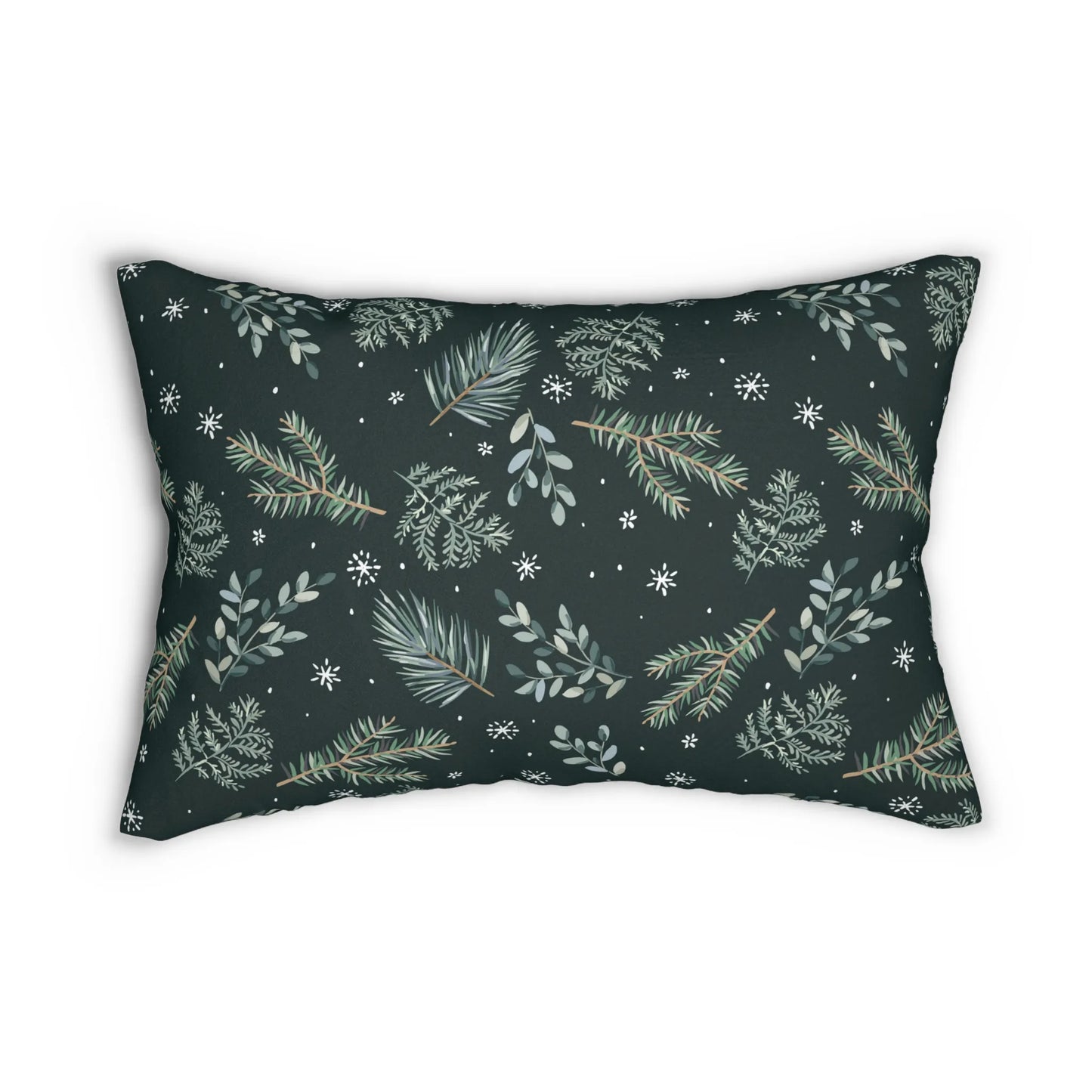 rectangle winter pillow Blue Water Songs- dark green 