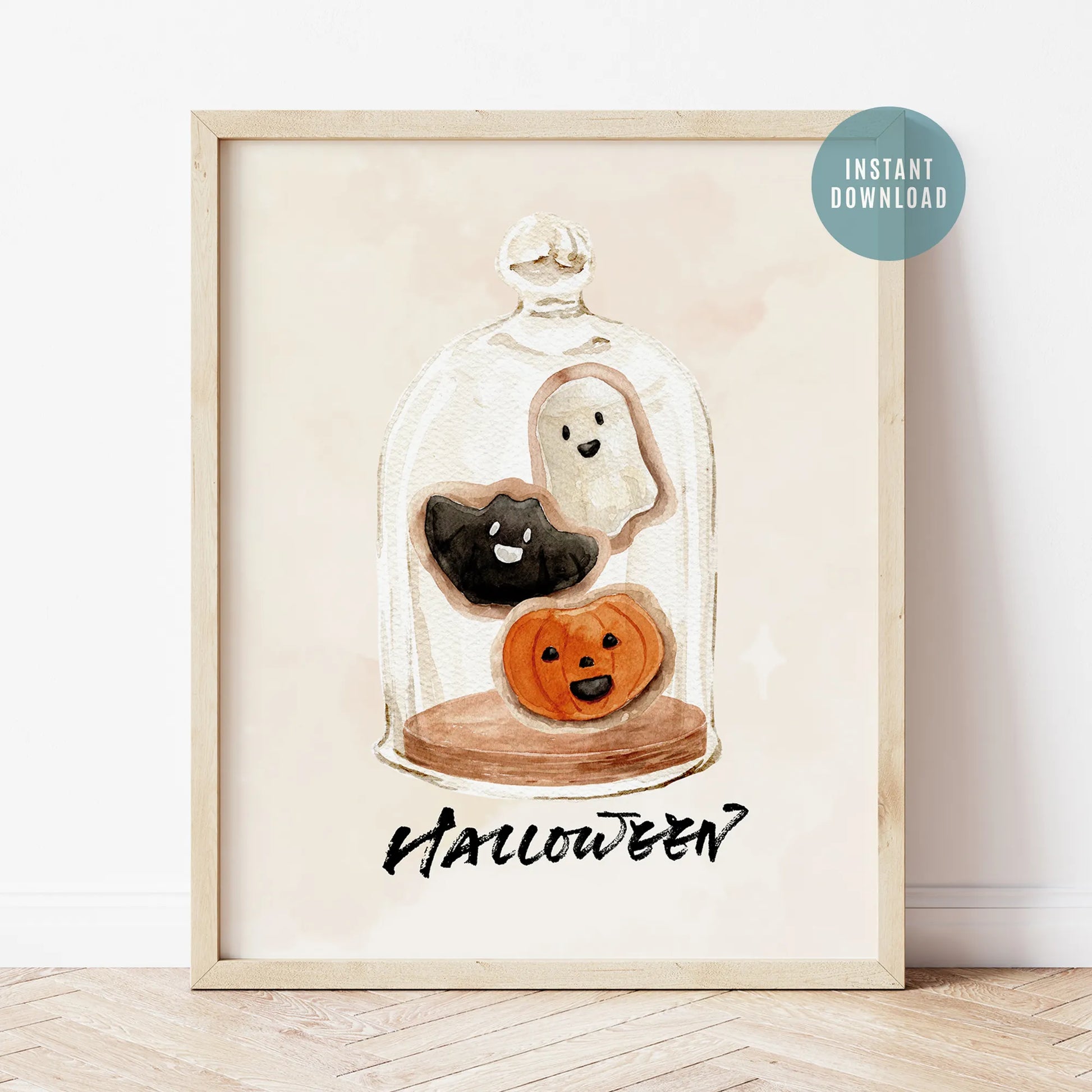 Watercolor Cute Halloween Print- DIGITAL DOWNLOAD from Blue Water Songs