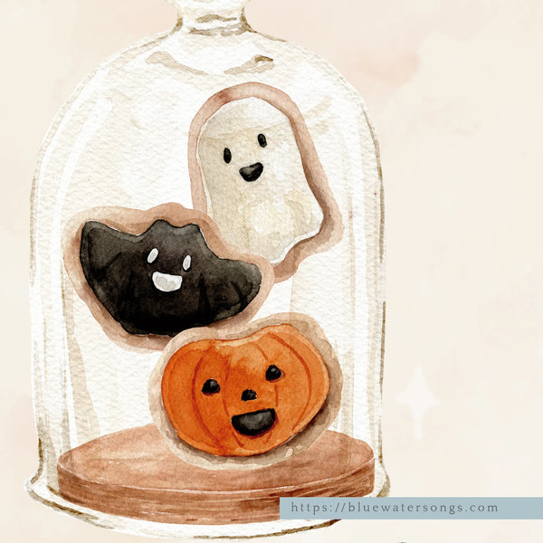 close up of Watercolor Cute Halloween Print- DIGITAL DOWNLOAD