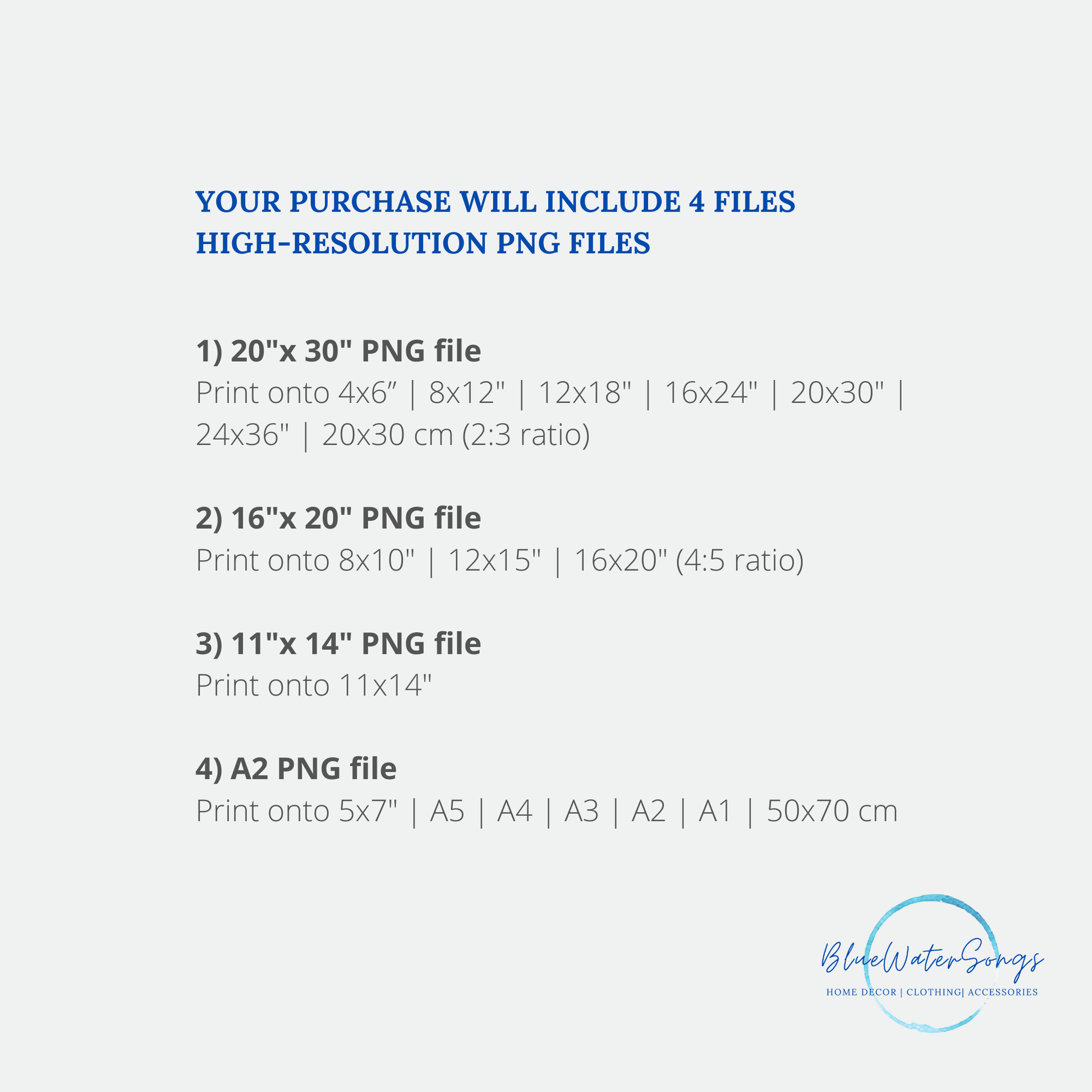 Your purchase includes 4 high-resolution PNG files in various sizes for home decor and crafting projects.