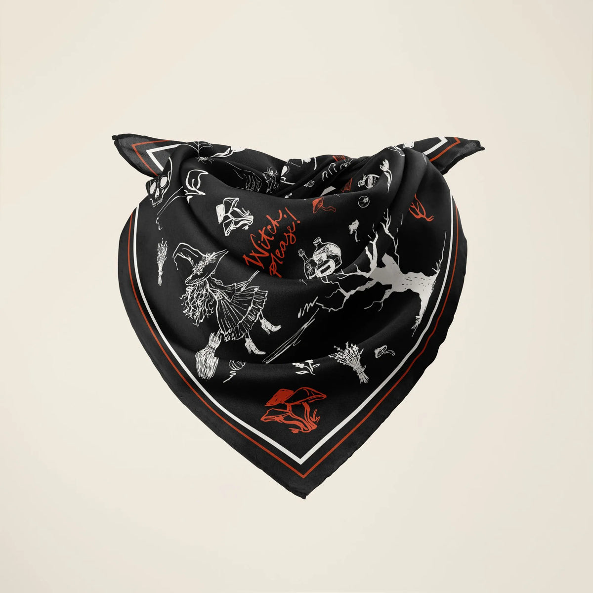 Hocus Pocus Halloween Scarf – Silk Habotai & More featuring whimsical witches and magical details.
