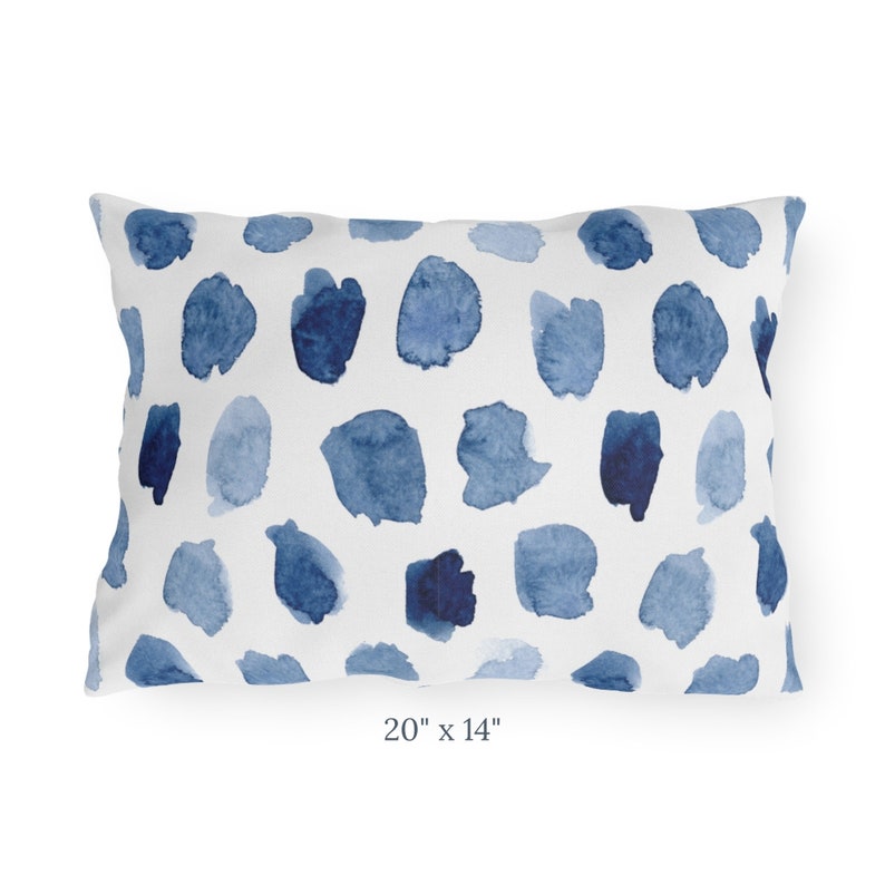 Watercolor Blue and White OUTDOOR lumbar PILLOW