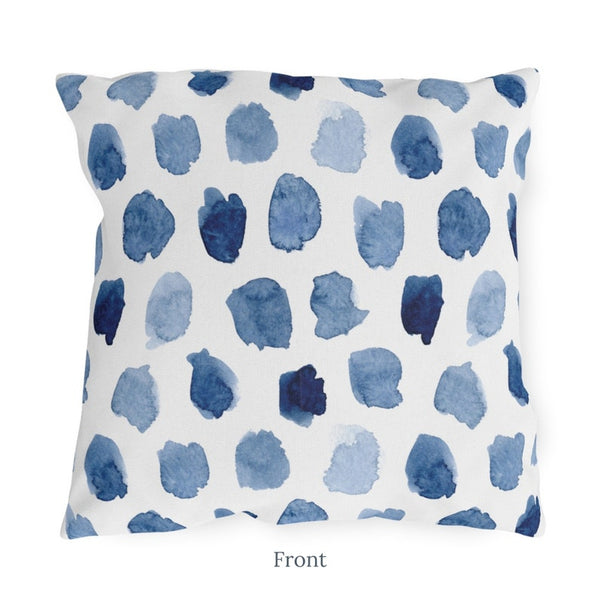 front side of Watercolor Blue and White OUTDOOR PILLOW from Blue Water Songs