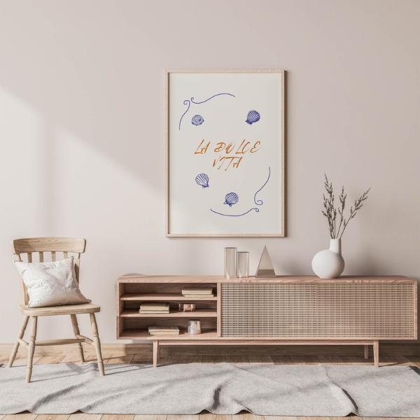 La Dolce Vita Seashell Blue Poster Art Print - TÉLÉCHARGEMENT NUMÉRIQUE | ÉTÉ24POT009