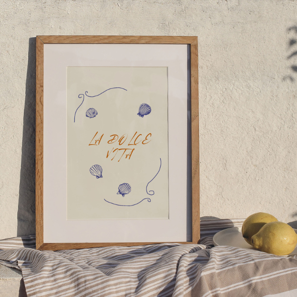 La Dolce Vita Seashell Blue Poster Art Print - TÉLÉCHARGEMENT NUMÉRIQUE | ÉTÉ24POT009