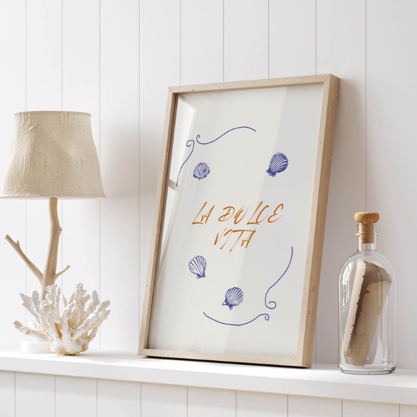 La Dolce Vita Seashell Blue Poster Art Print - TÉLÉCHARGEMENT NUMÉRIQUE | ÉTÉ24POT009