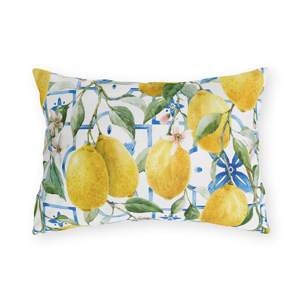 Watercolor Italy Lemon Outdoor lumbar pillow from Blue Water Songs