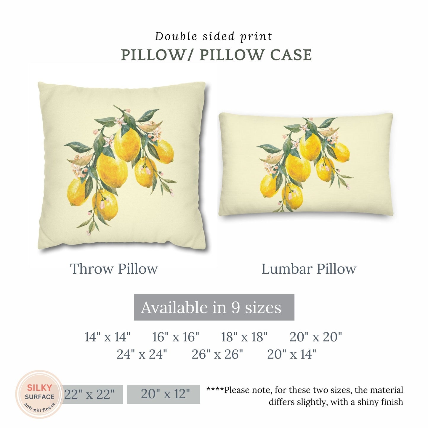 Watercolor Lemon PILLOW & COVER - SUMMER24PLW11