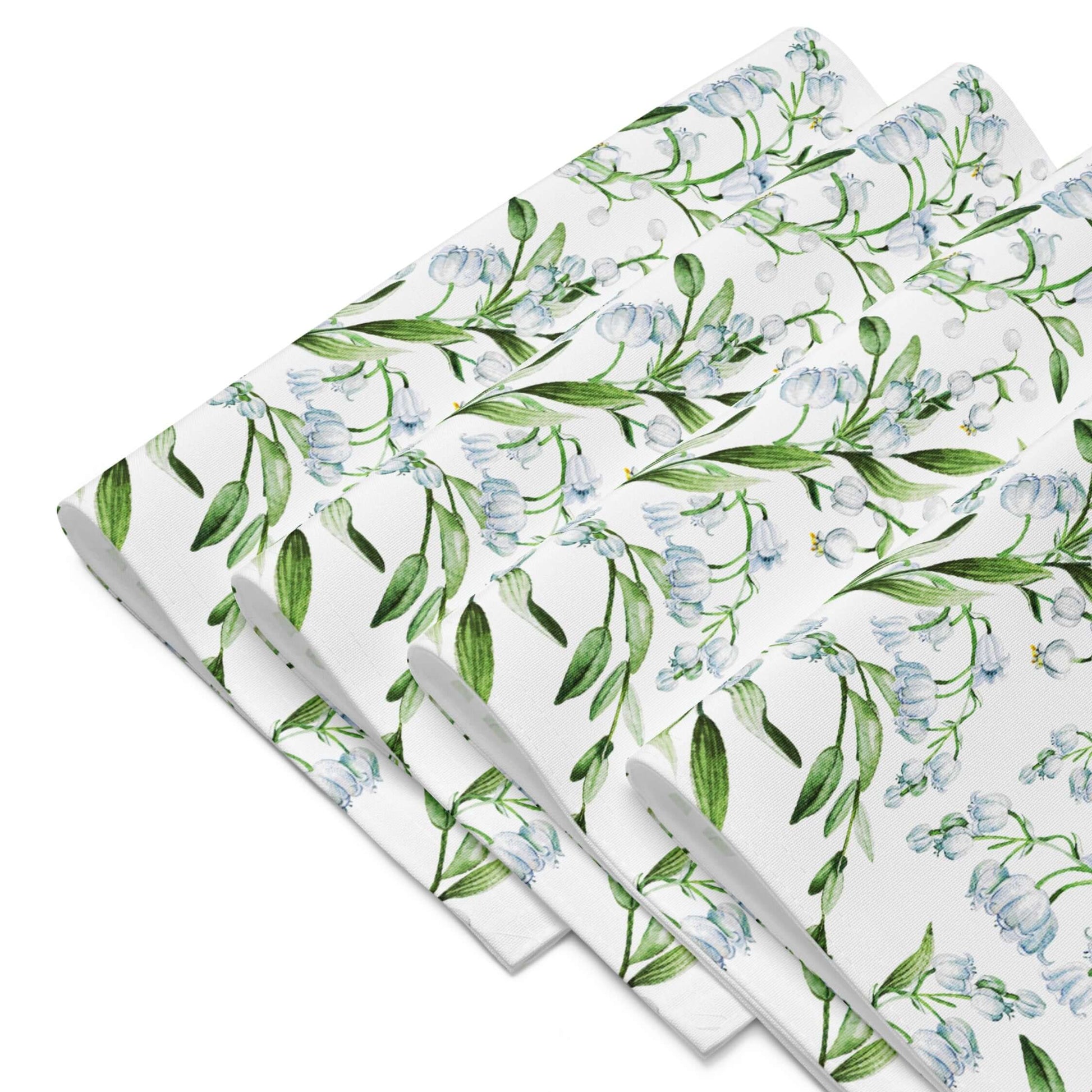 Lily Of The Valley PLACEMAT Set featuring hand-illustrated watercolor floral design in soft tones.
