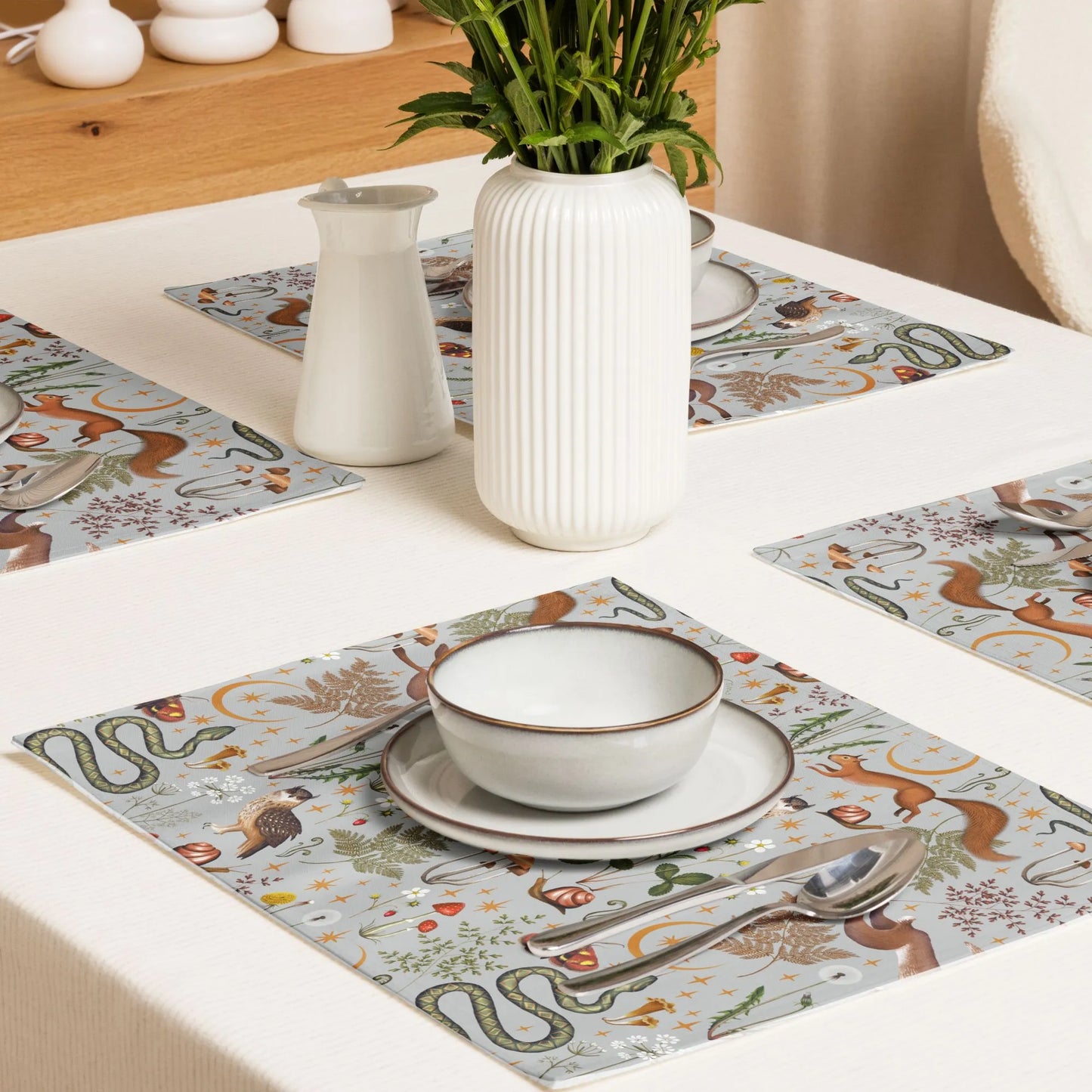 Dining table decor with Magic Forest PLACEMATS