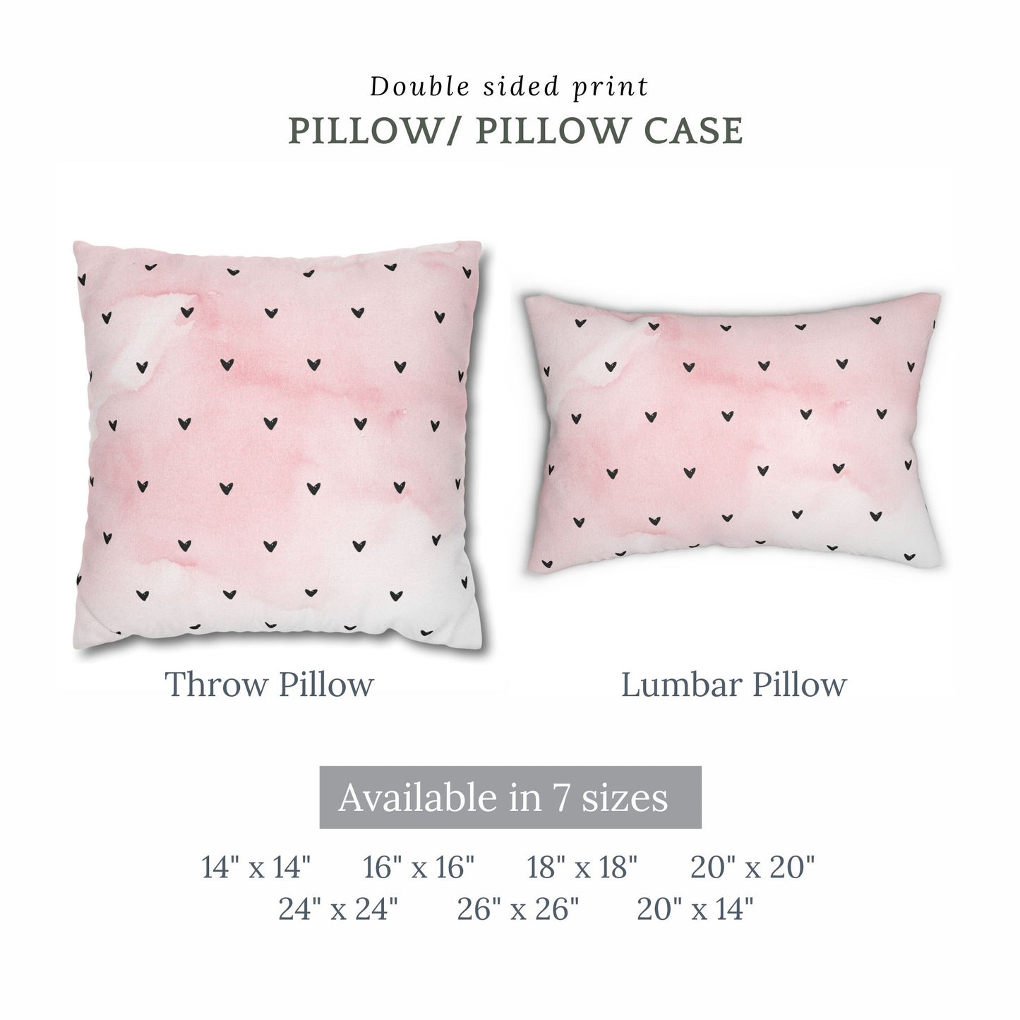 Double-sided print Minimalist Hearts Valentine Pillow by Blue Water Songs, available in seven sizes.