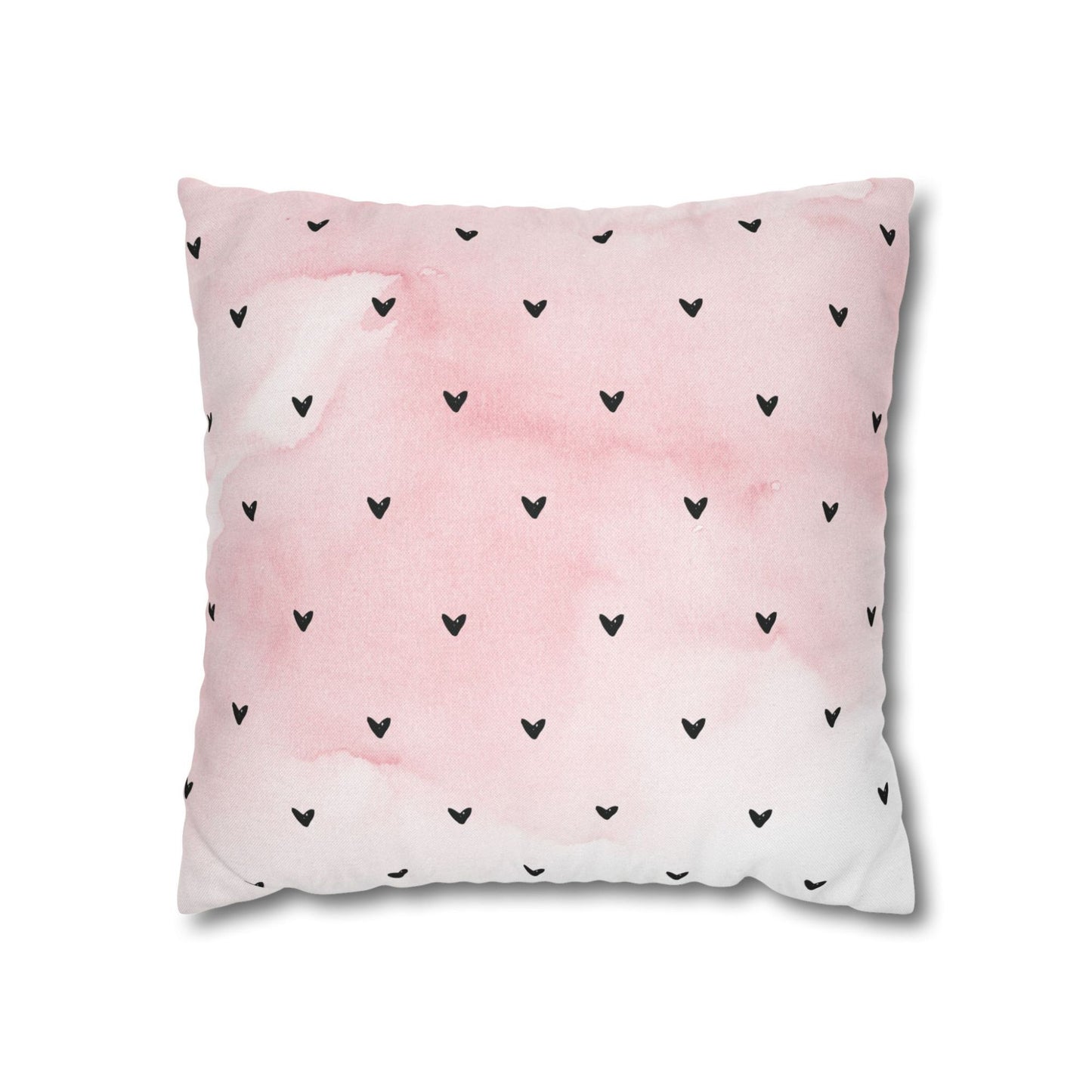 Minimalist Hearts Valentine Pillow on a white background, Blue Water Songs brand.
