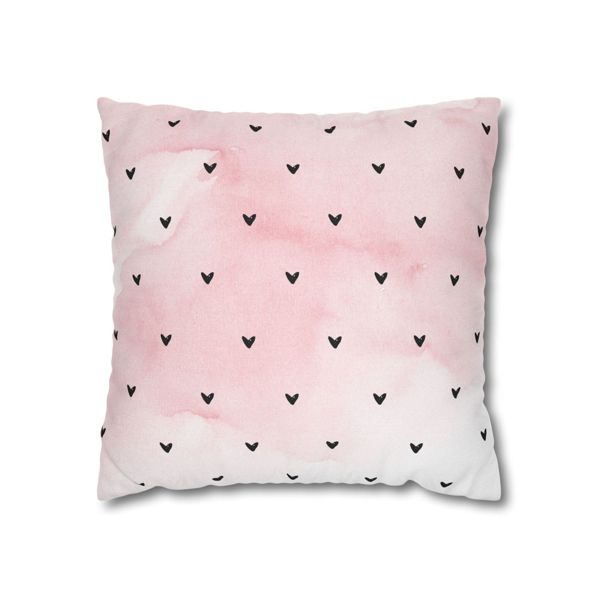 Minimalist Hearts Valentine Pillow on a white background, Blue Water Songs brand.