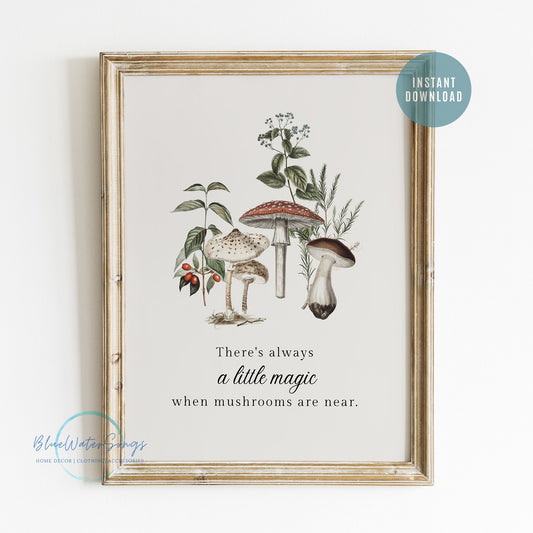 Mushrooms Botanical Vintage Art Print - DIGITAL DOWNLOAD - WOODLAND 7