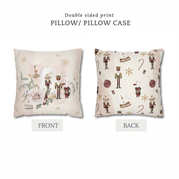 front and back sides of Watercolor Nutcracker PILLOW from Blue Water Songs 