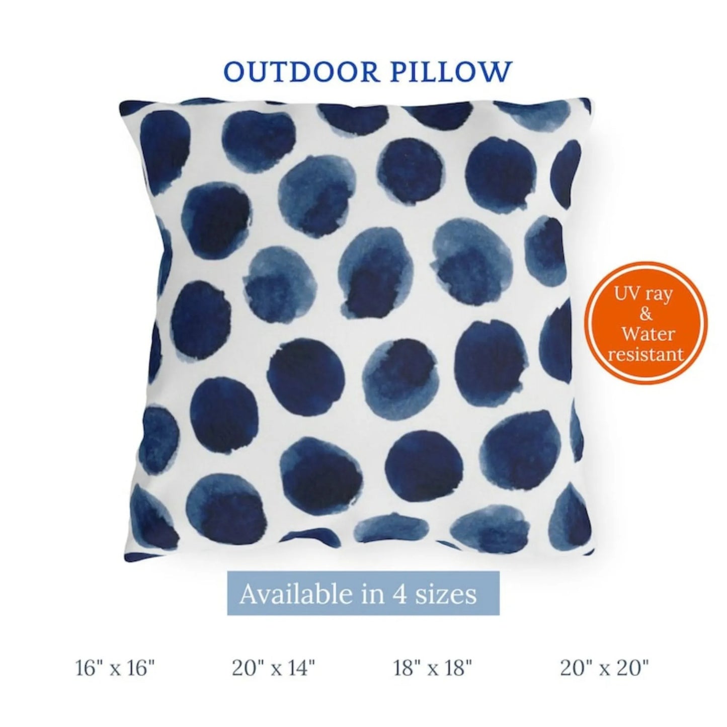 Watercolor Navy and White OUTDOOR PILLOW from Blue Water Songs