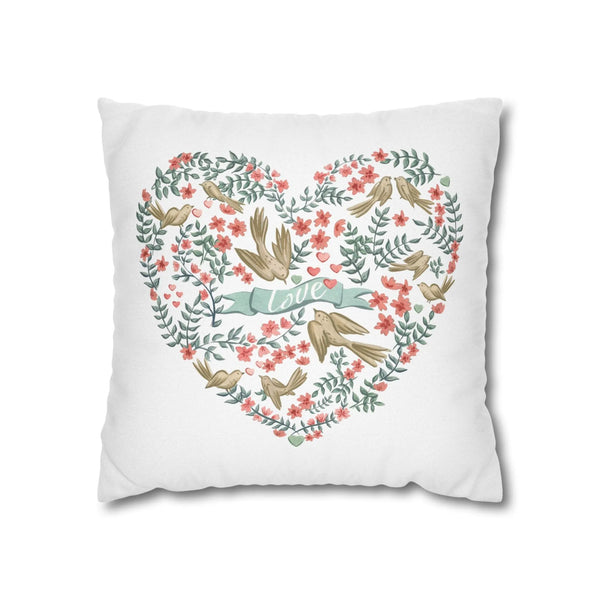 Watercolor Love Birds and Floral Valentine Pillow & Cover | SPRING25PLW01