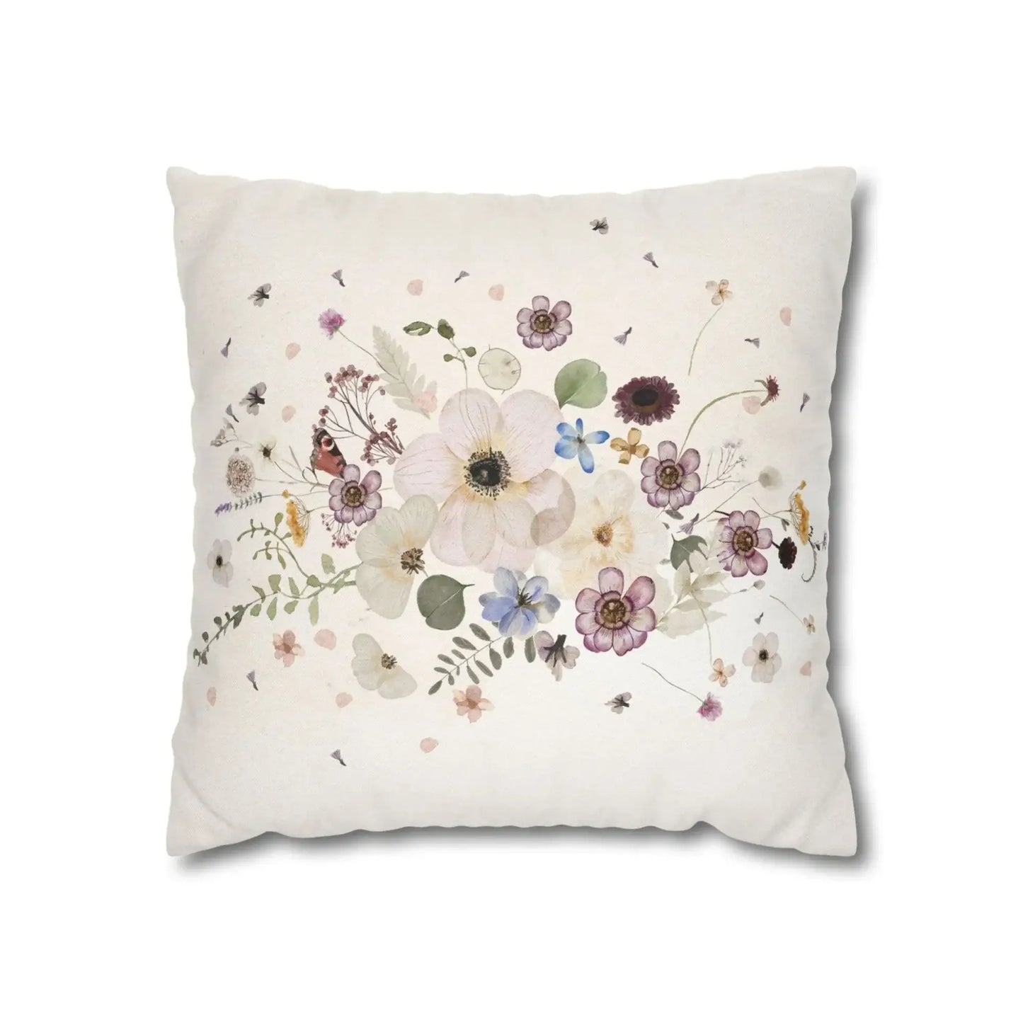 Pressed Flowers spring PILLOW with delicate watercolor florals, perfect for adding spring charm to any space.