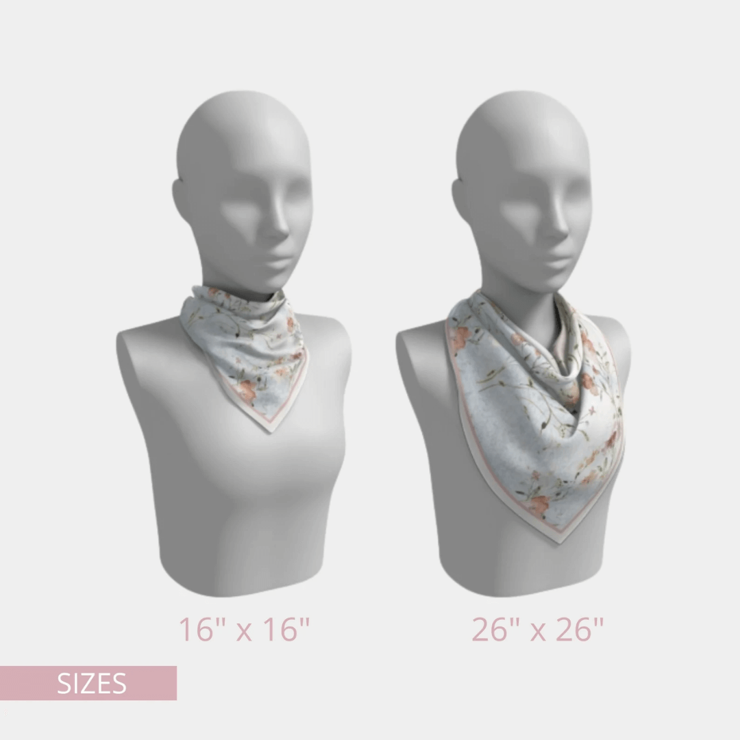 Foulard en soie de fleurs sauvages aquarelle rose