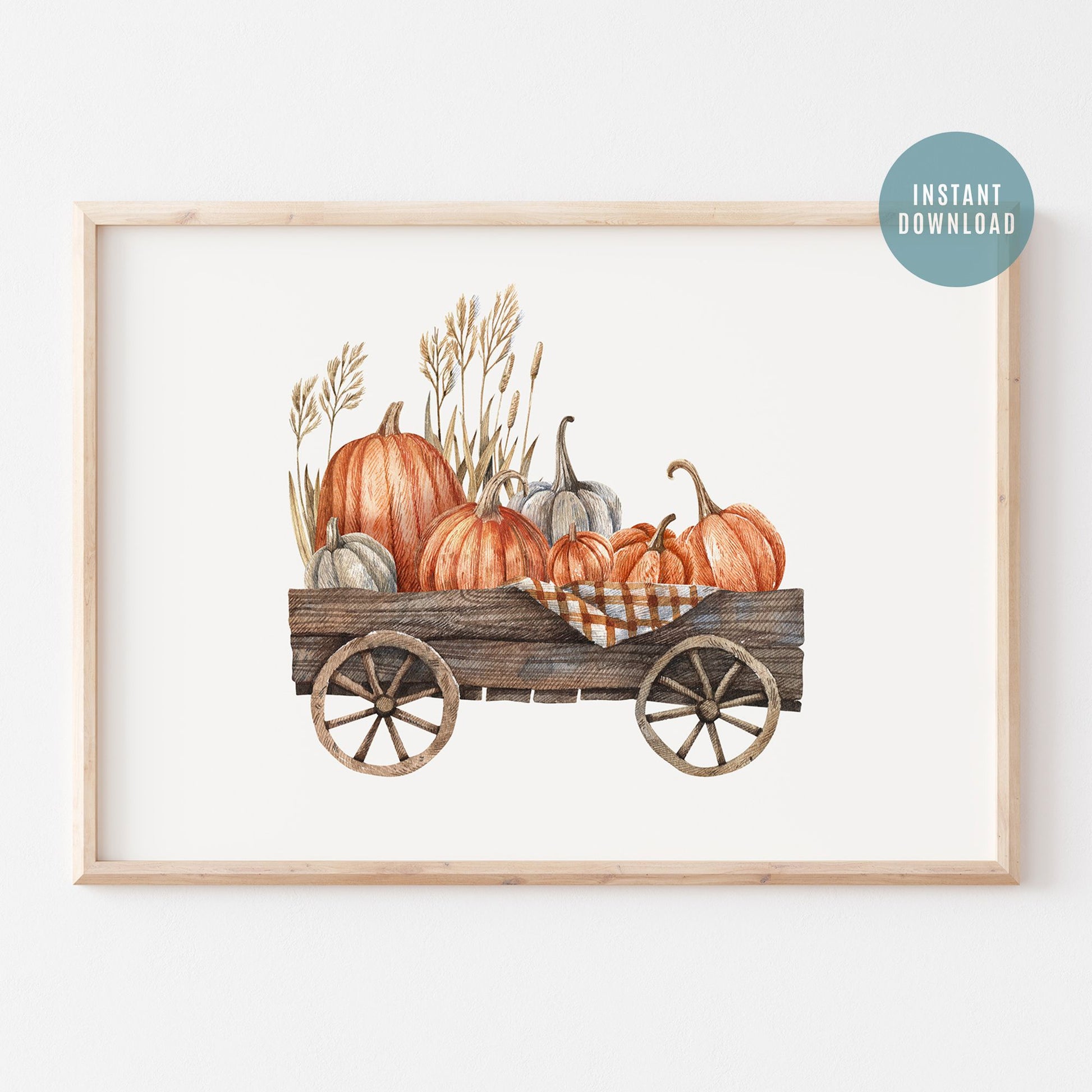 Pumpkin Cart Art Print - DIGITAL DOWNLOAD from Blue Water Songs