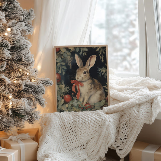 beautiful christmas decoration with Vintage Rabbit Christmas poster from Blue Water Songs